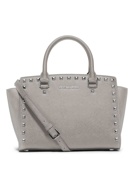 michael michael kors satchel selma stud medium|selma saffiano leather medium satchel.